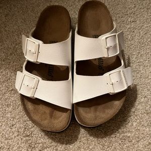 Birkenstock Arizona Papillio Platform, White, Size 7, Used, Worn, Small Stains